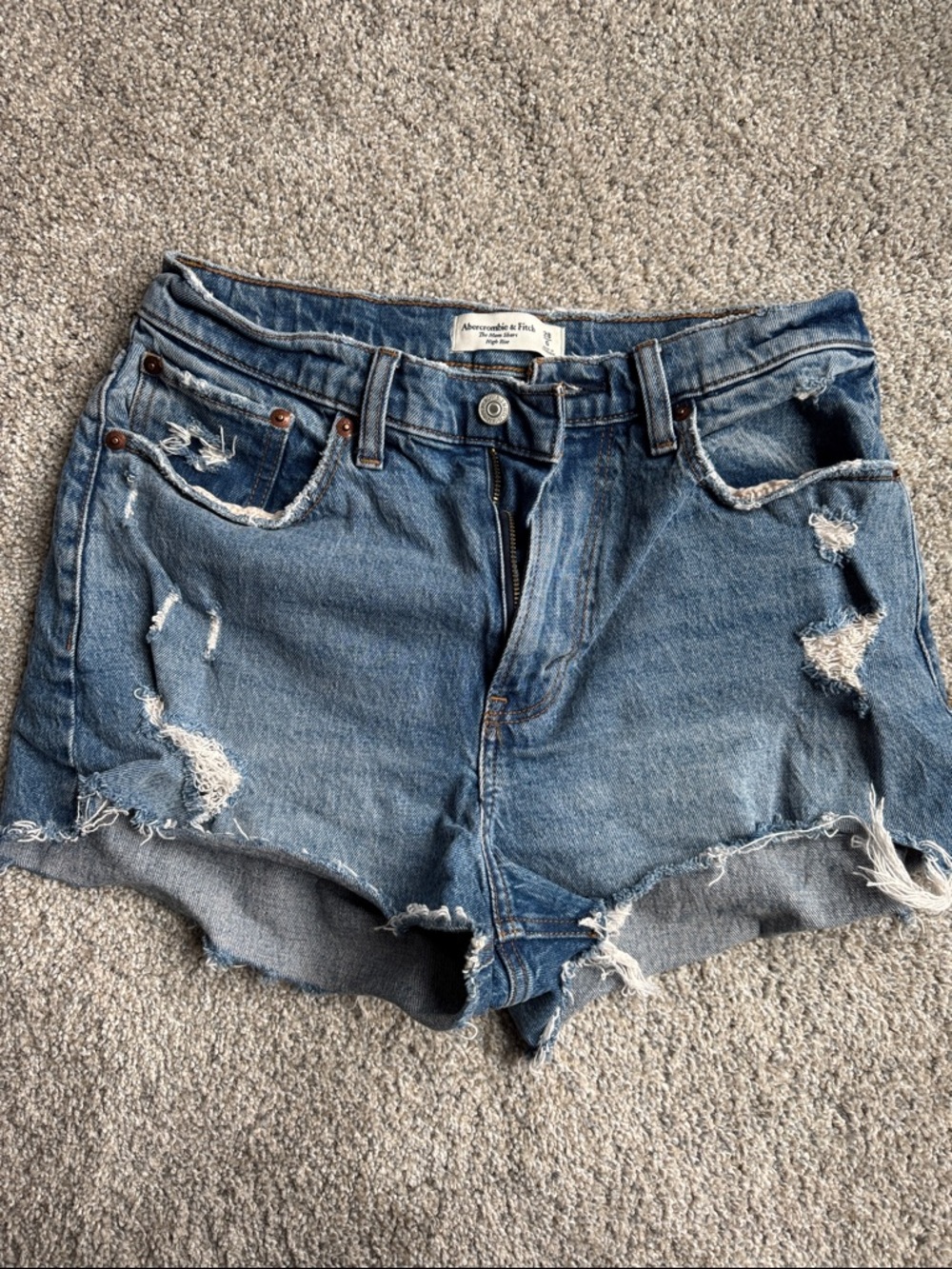 Abercrombie & Fitch Distressed Blue Denim Cutoff Shorts
